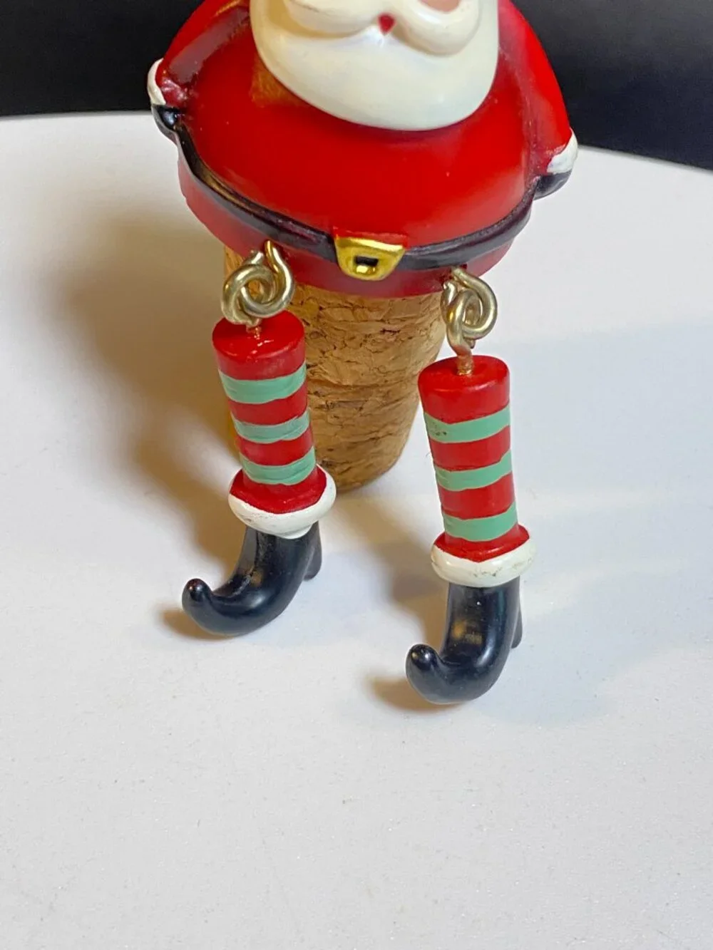 Santa Wine Bottle Stopper Christmas Cork Decorative Vintage Barware